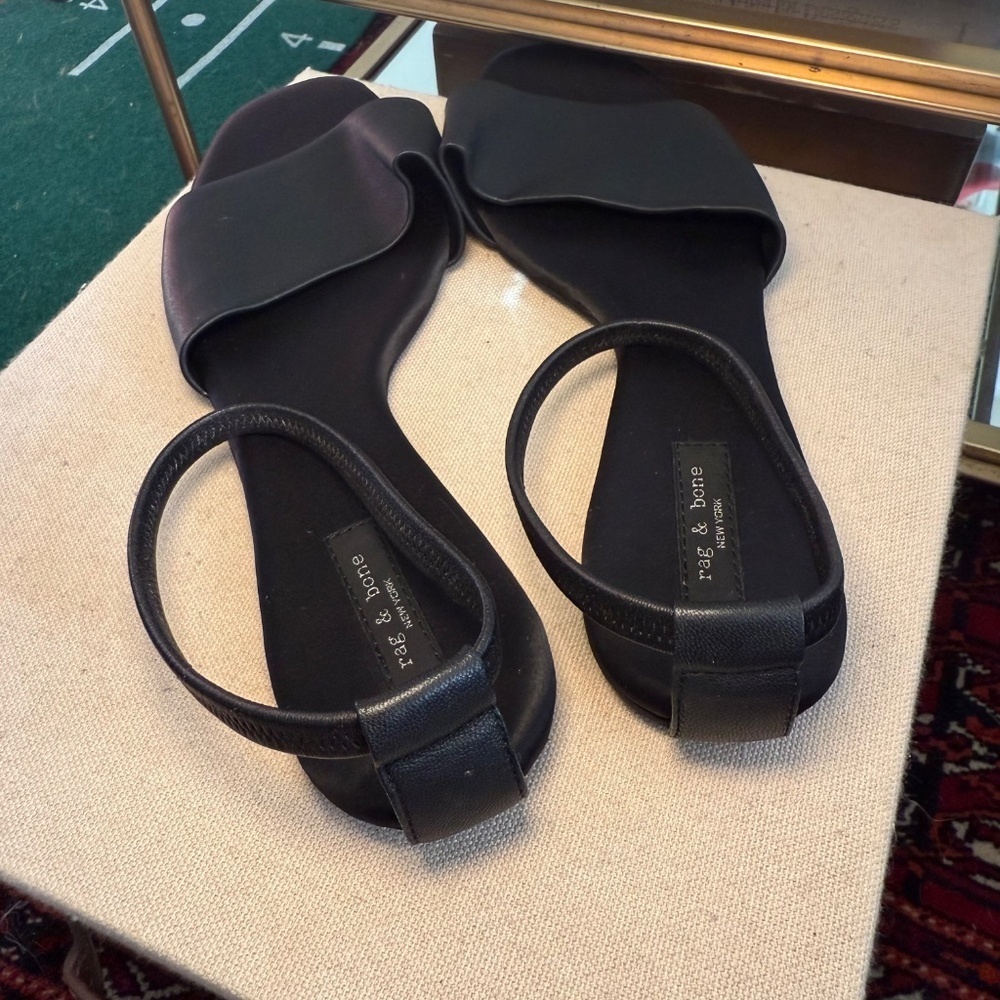 Rag & Bone Ellory Foldable Sandal Ankle Strap Women's Black Size US9.5 Size 41 - Picture 3 of 10